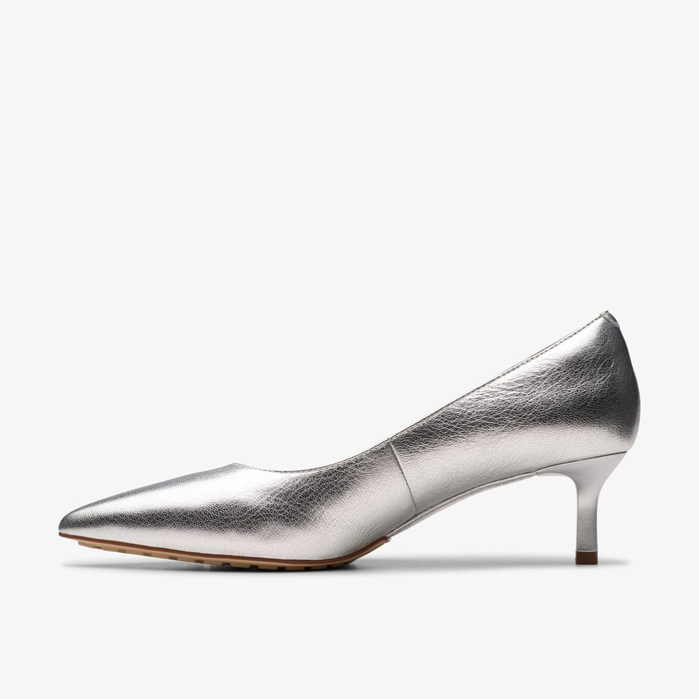 Silver Clarks Women's Adela Court Pumps | 582AEBVDJ