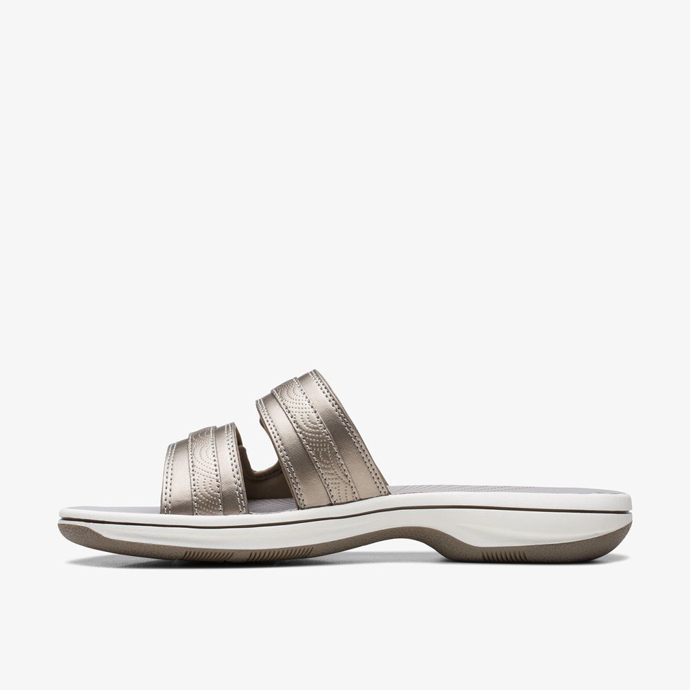 Silver Clarks Women's Breeze Piper Flat Sandals | 140LGWPID