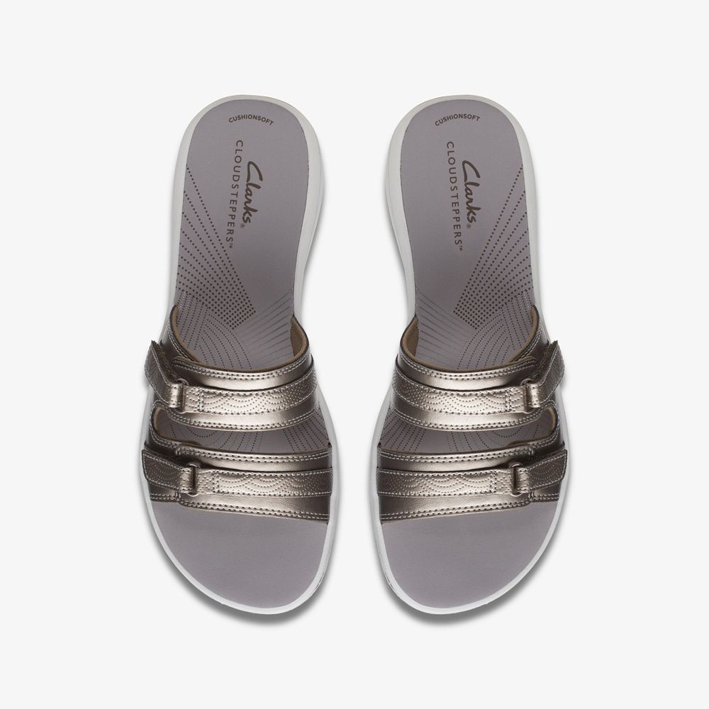 Silver Clarks Women's Breeze Piper Flat Sandals | 140LGWPID