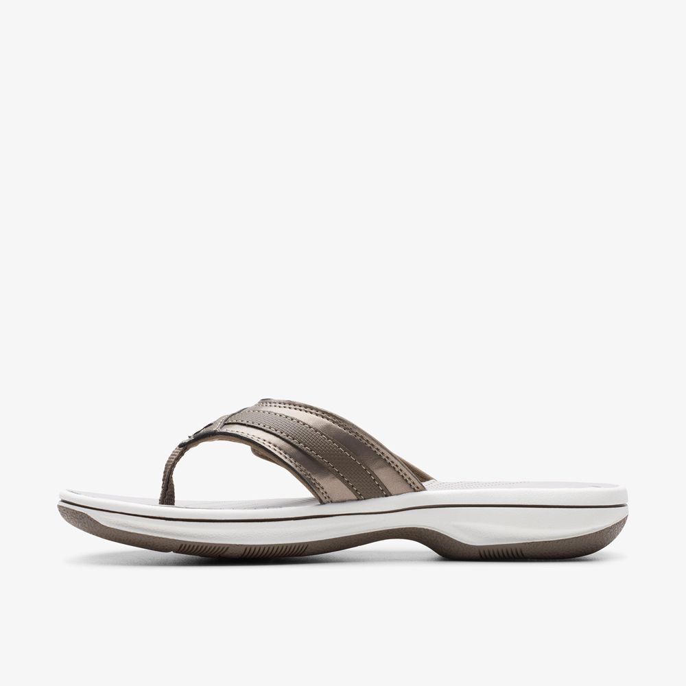 Silver Clarks Women's Breeze Sea Flip Flops | 468LWTPXA