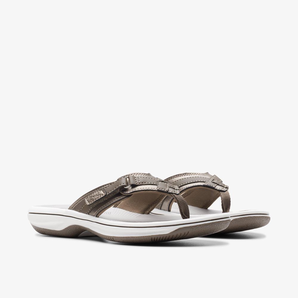 Silver Clarks Women's Breeze Sea Flip Flops | 468LWTPXA