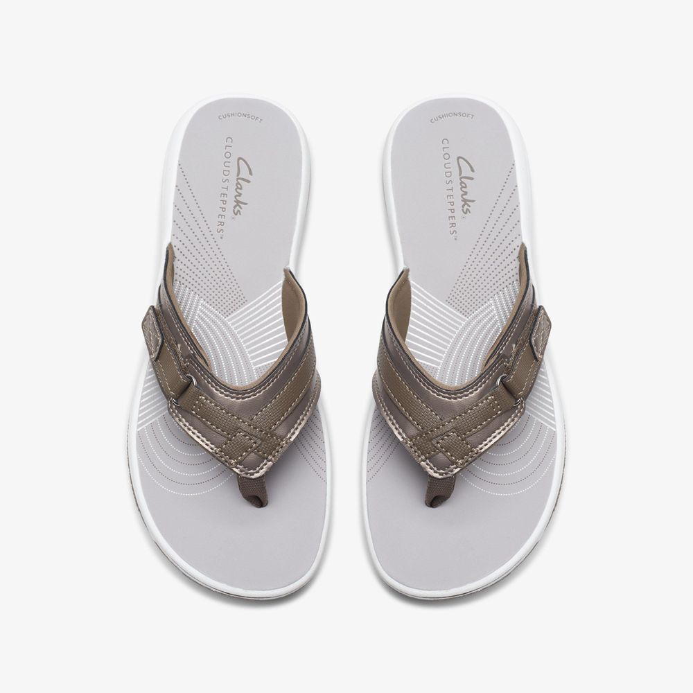 Silver Clarks Women's Breeze Sea Flip Flops | 468LWTPXA