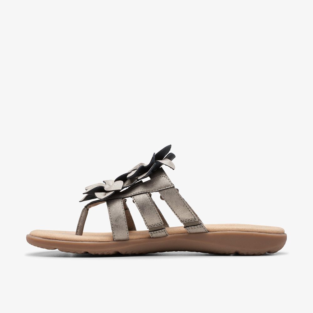 Silver Clarks Women's Elizabelle Mae Flat Sandals | 846ZYHITD