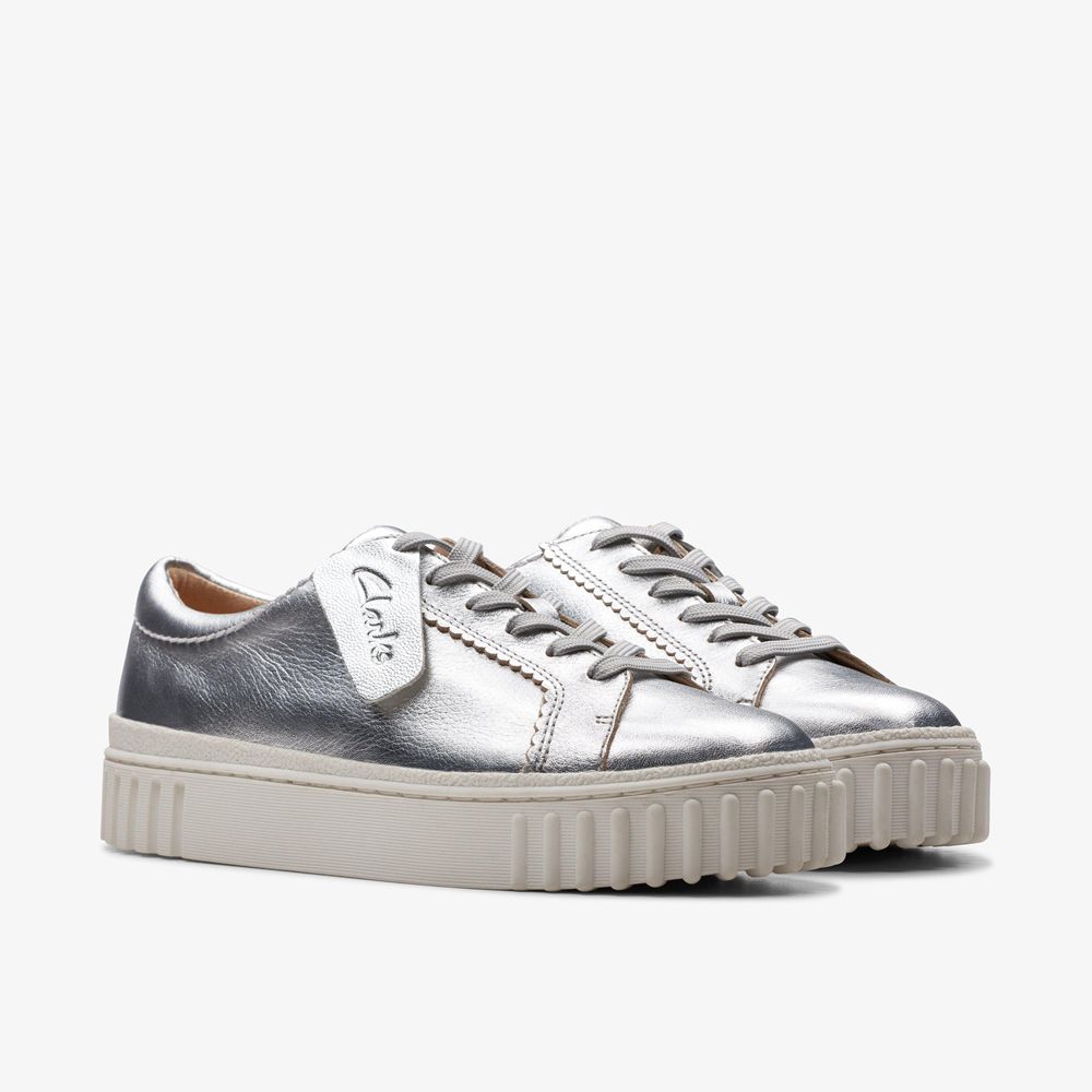 Silver Clarks Women's Mayhill Walk Sneakers | 427SLBKEW