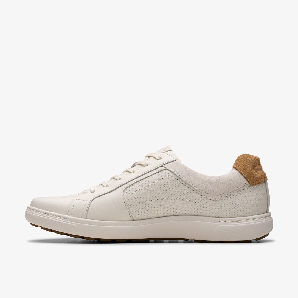 White Clarks Men's Mapstone Lace Sneakers | 735EZJTAK