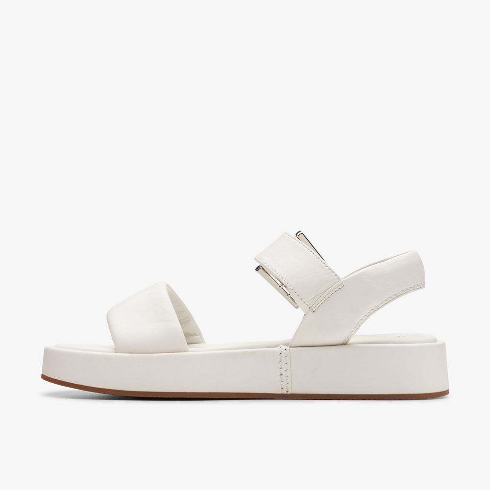 White Clarks Women's Alda Strap Flat Sandals | 147LYCMXK