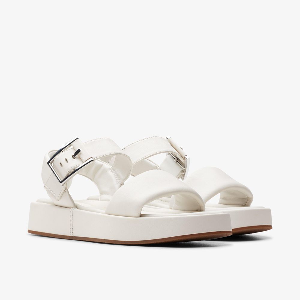 White Clarks Women's Alda Strap Flat Sandals | 147LYCMXK