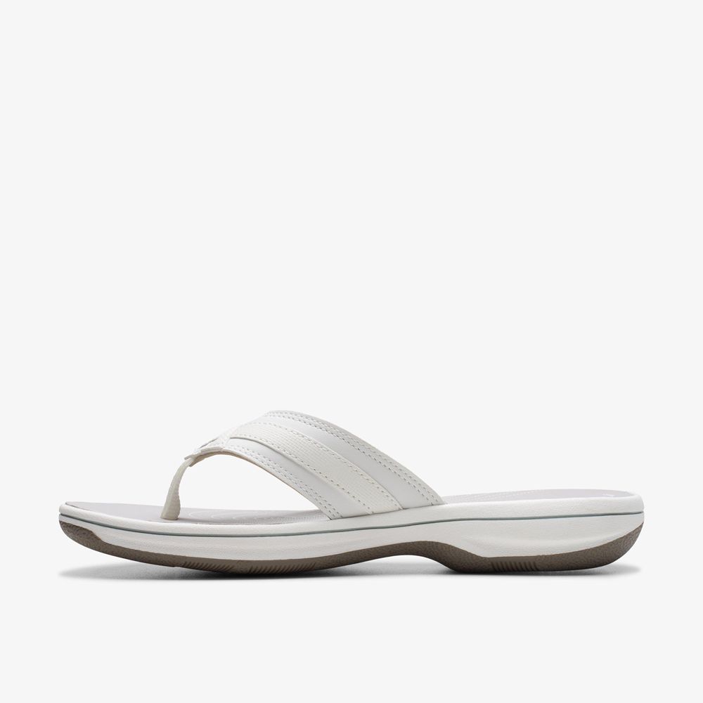 White Clarks Women's Breeze Sea Flip Flops | 428WOAVIU