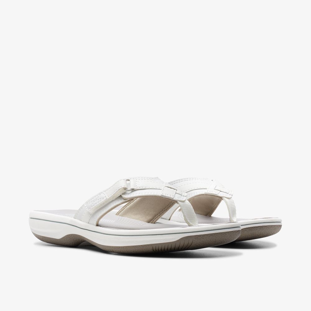 White Clarks Women's Breeze Sea Flip Flops | 428WOAVIU