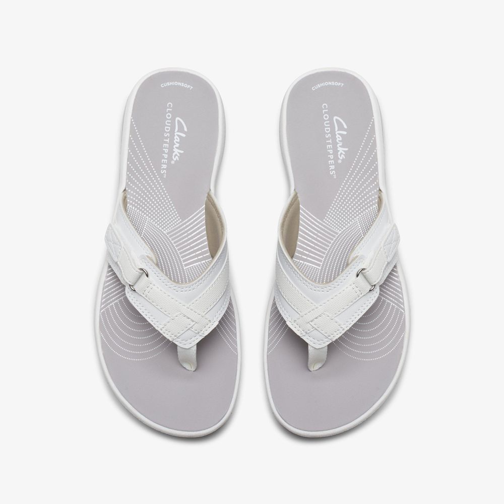 White Clarks Women's Breeze Sea Flip Flops | 428WOAVIU