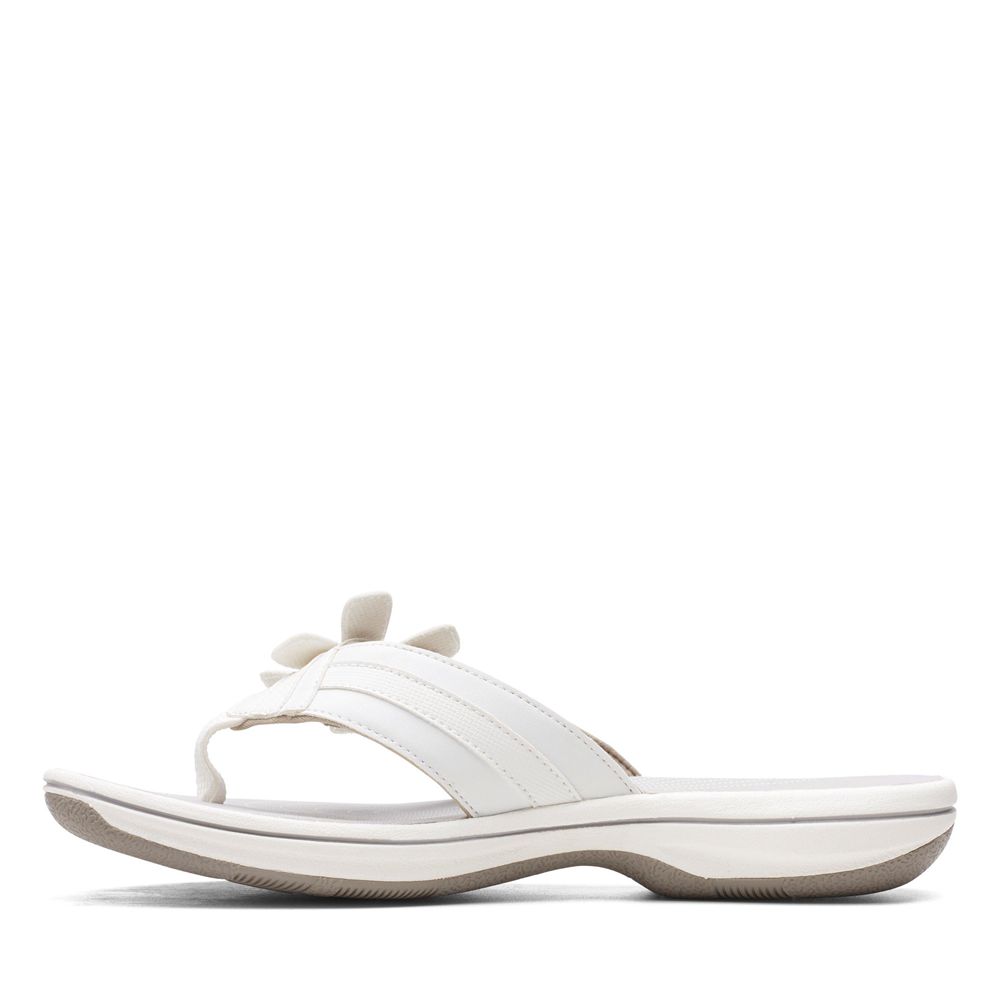 White Clarks Women's Brinkley Flora Flip Flops | 568EJFZDY