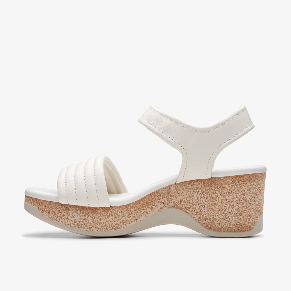 White Clarks Women's Chelseah Gem Wedge Sandals | 718XOLYIP