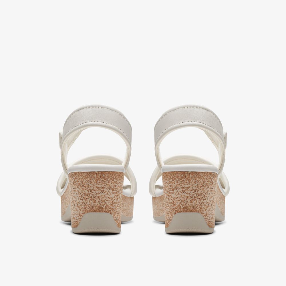 White Clarks Women's Chelseah Gem Wedge Sandals | 718XOLYIP