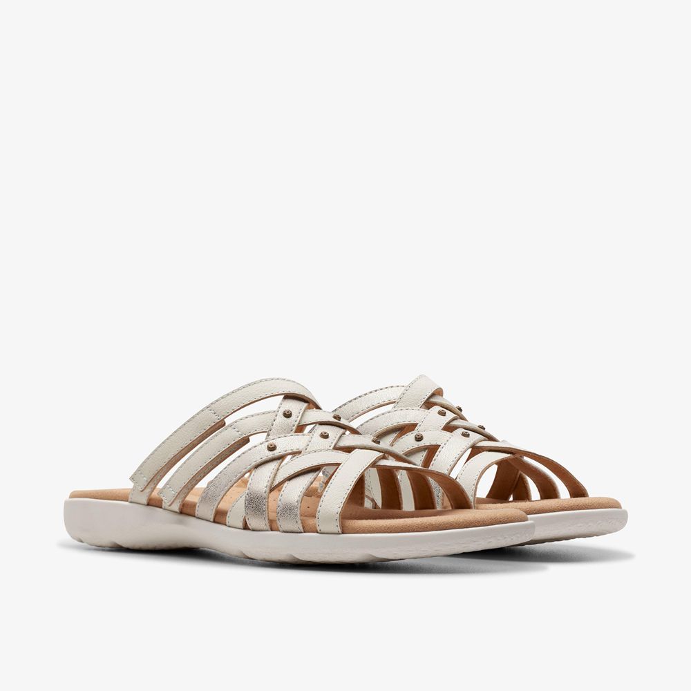 White Clarks Women's Elizabelle Rio Flat Sandals | 285SFMOEJ