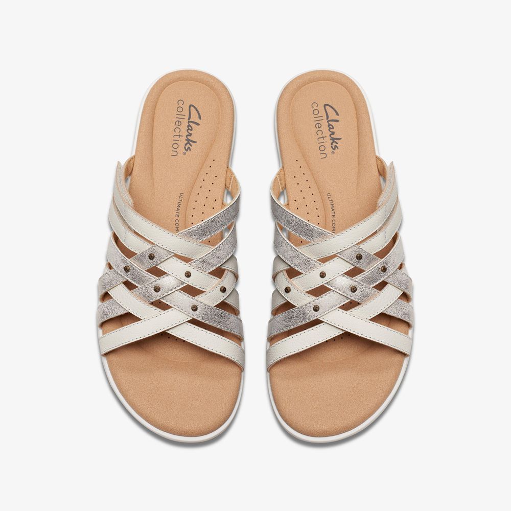 White Clarks Women's Elizabelle Rio Flat Sandals | 285SFMOEJ