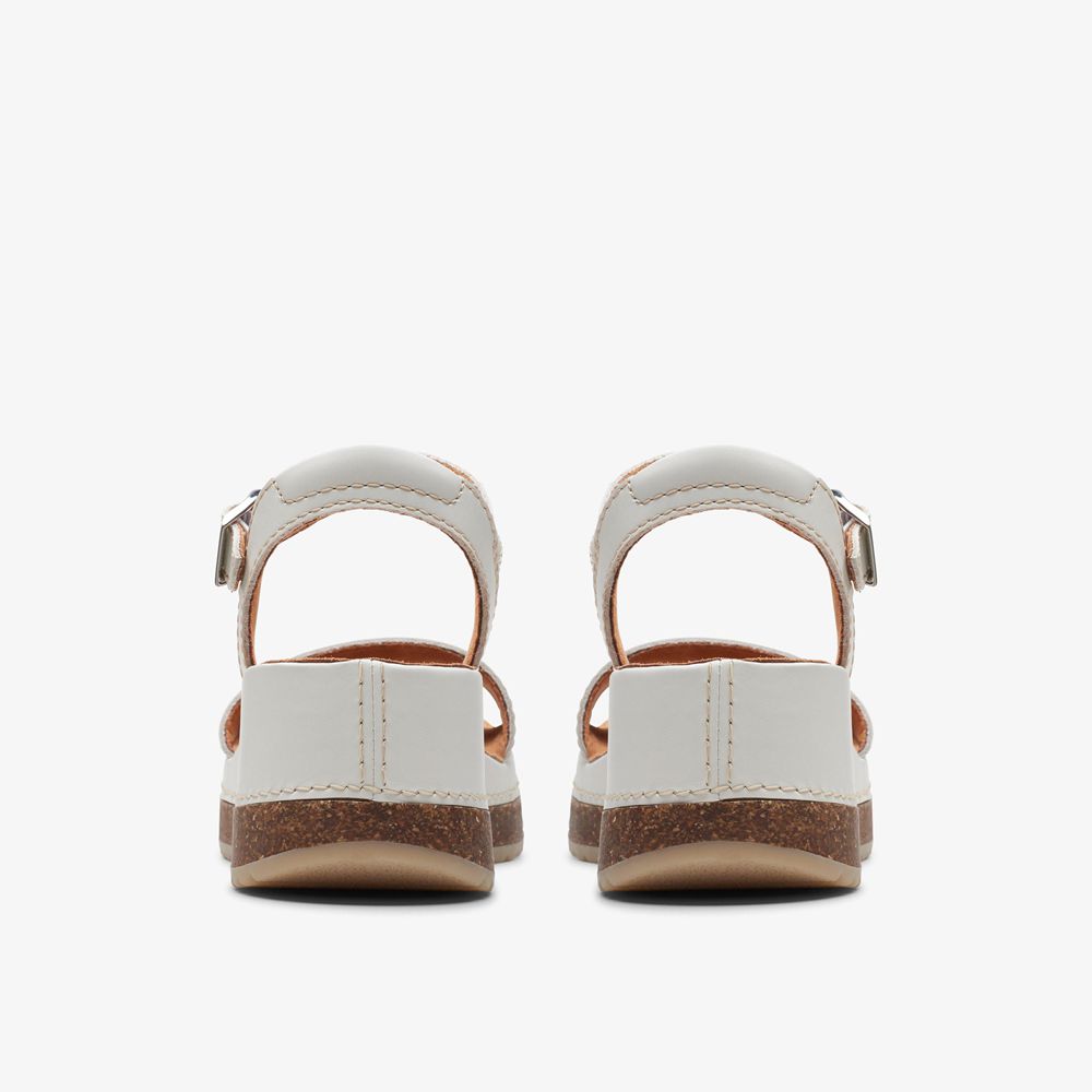 White Clarks Women's Kassanda Lily Wedge Sandals | 179WCULOF