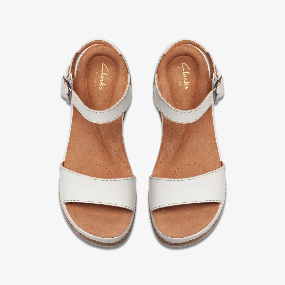 White Clarks Women's Kassanda Lily Wedge Sandals | 179WCULOF