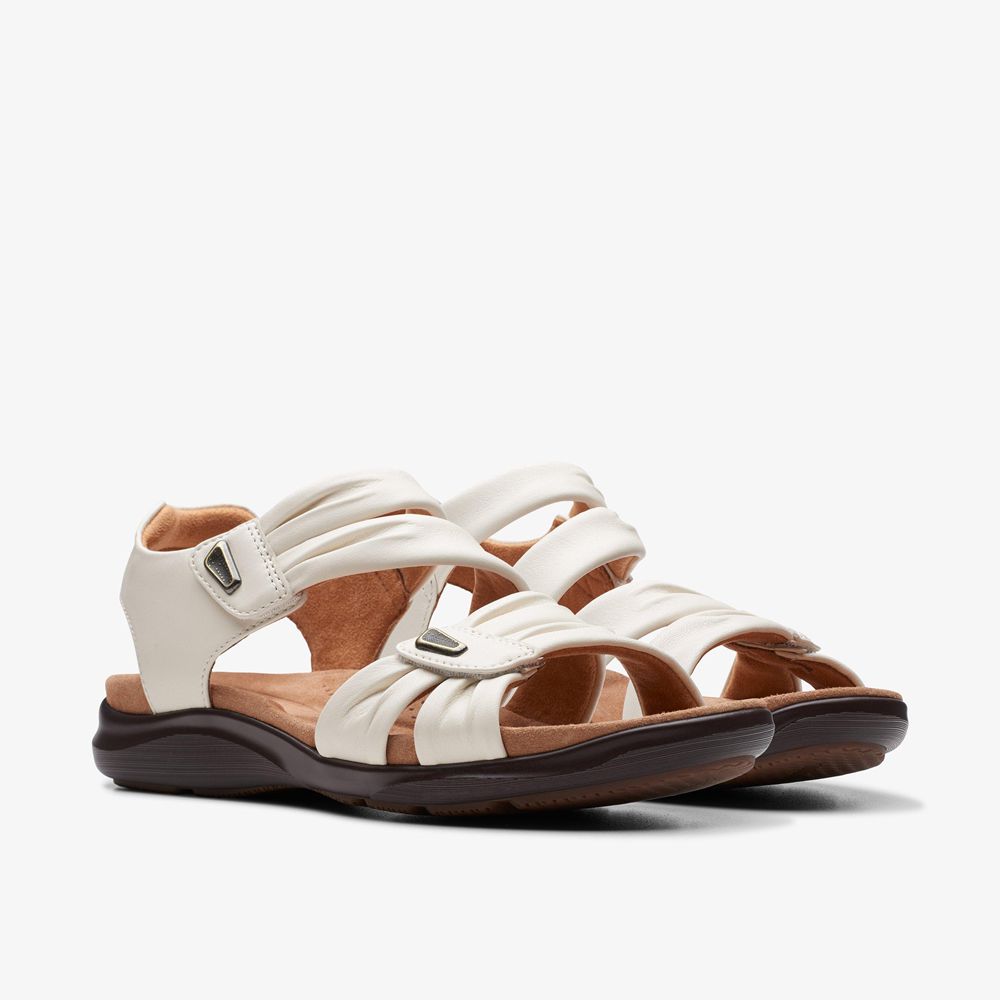 White Clarks Women's Kitly Ave Flat Sandals | 291IPGLNJ