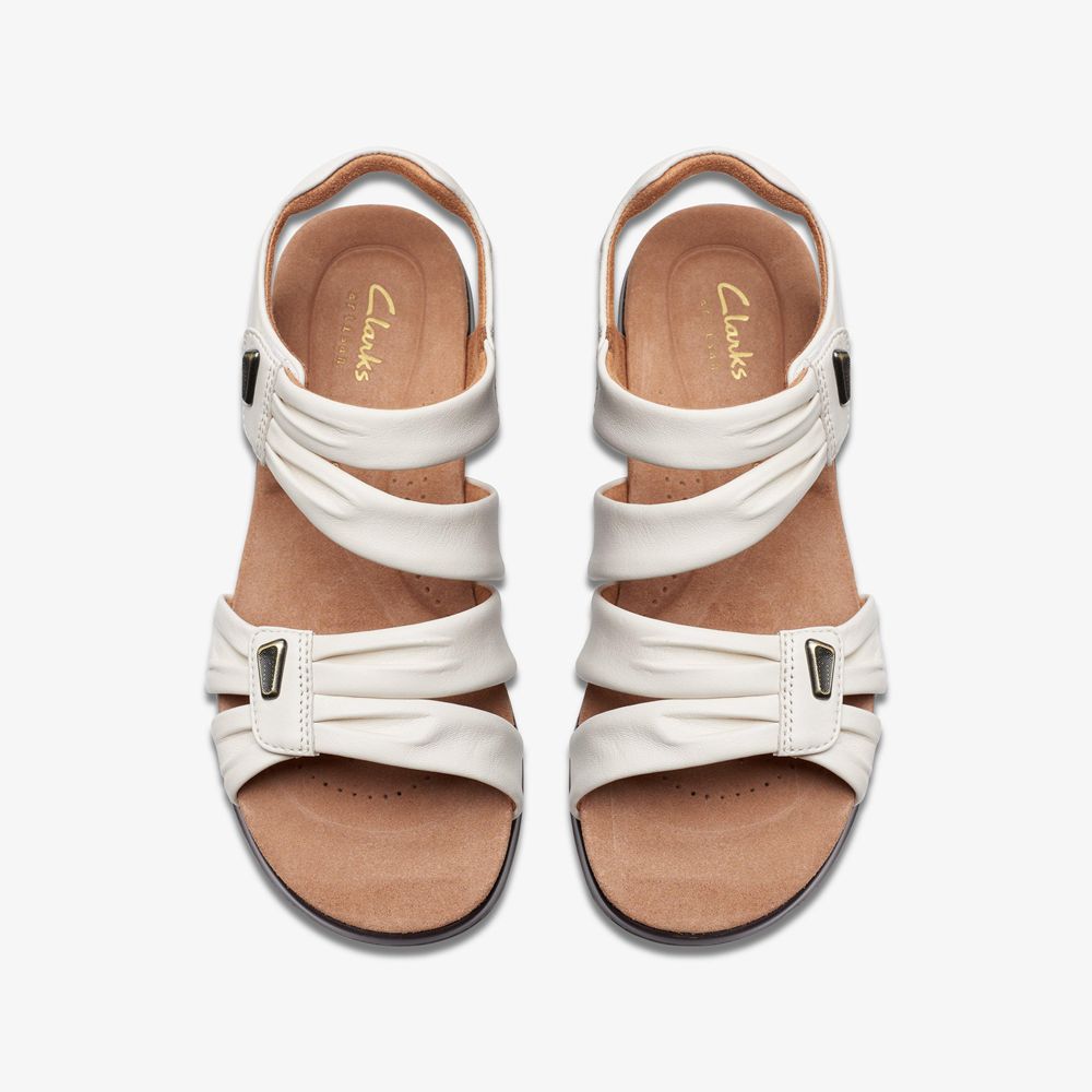 White Clarks Women's Kitly Ave Flat Sandals | 291IPGLNJ