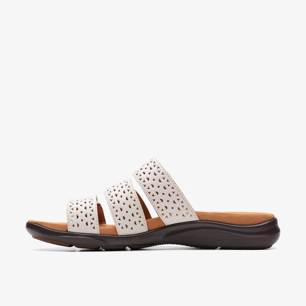 White Clarks Women's Kitly Walk Flat Sandals | 435KQXYDM