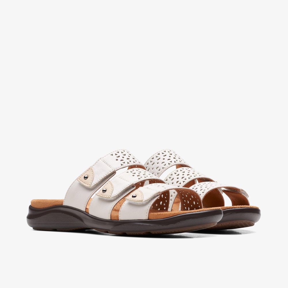 White Clarks Women's Kitly Walk Flat Sandals | 435KQXYDM