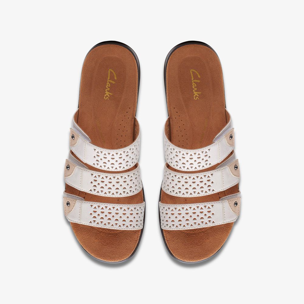 White Clarks Women's Kitly Walk Flat Sandals | 435KQXYDM