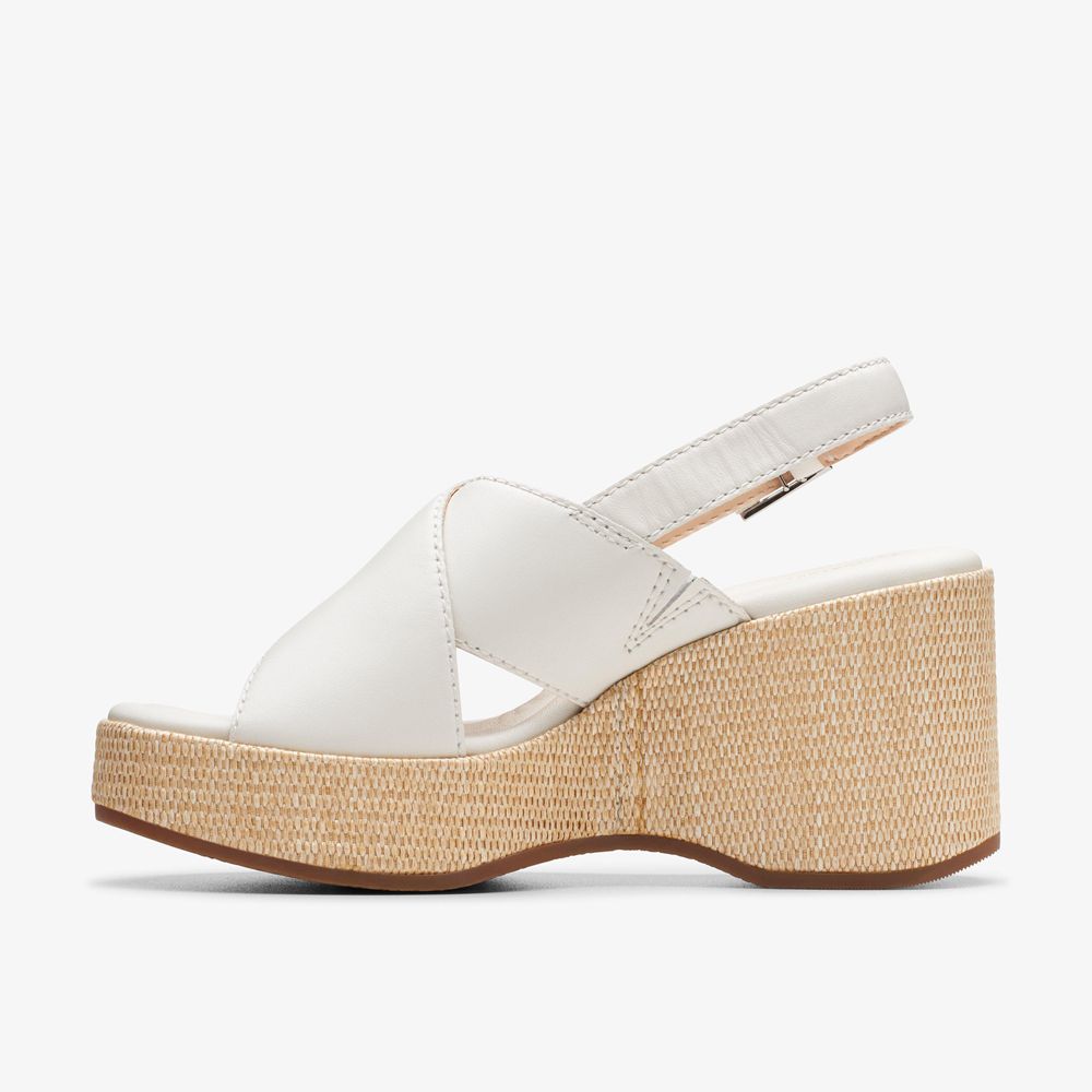 White Clarks Women's Manon Wish Wedge Sandals | 862URAJFX