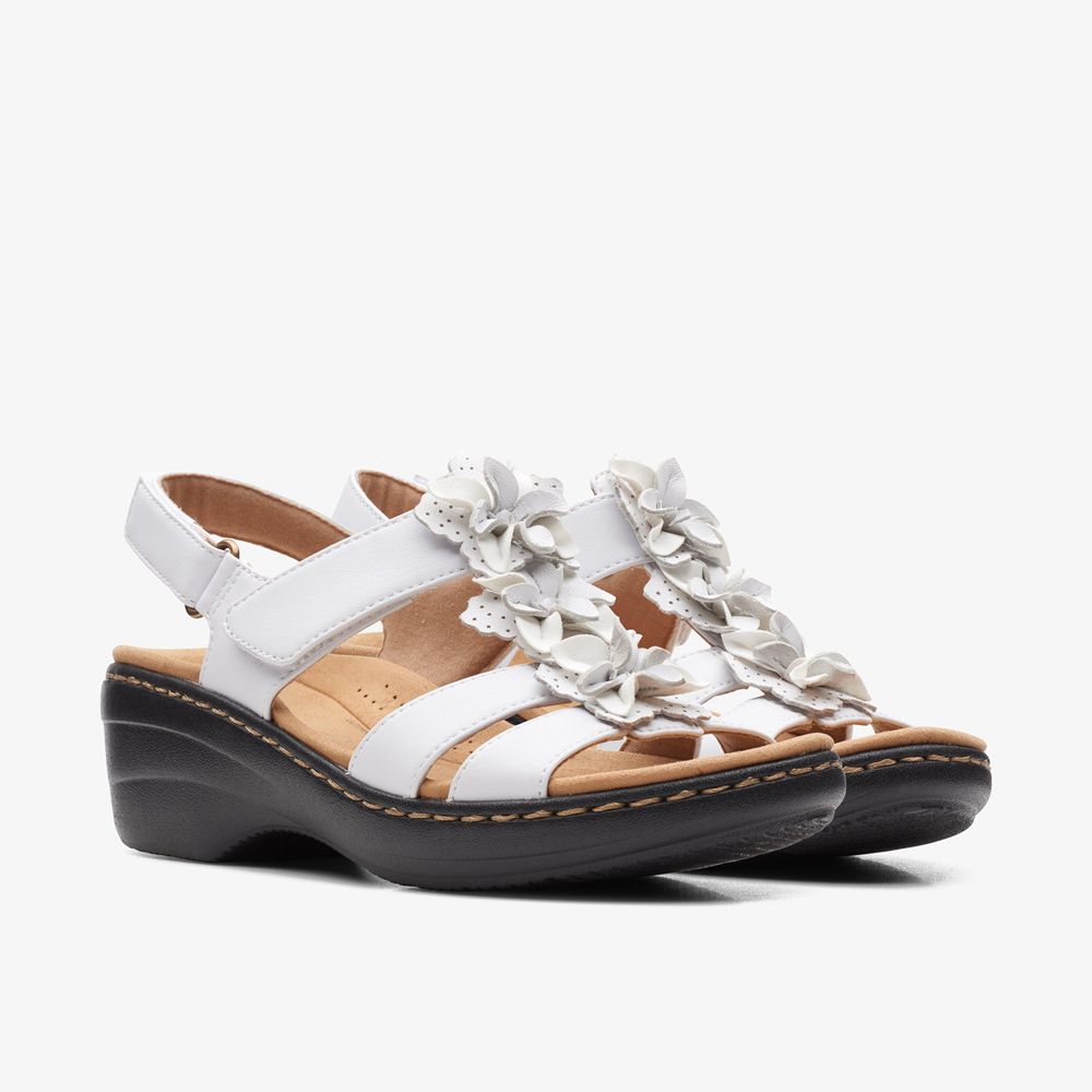 White Clarks Women's Merliah Sheryl Heeled Sandals | 658OZBXUA