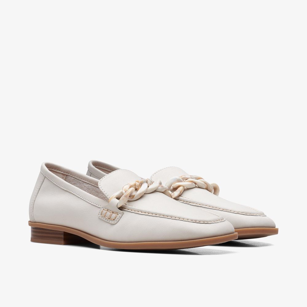 White Clarks Women's Sarafyna Iris Loafers | 781NFLRVB