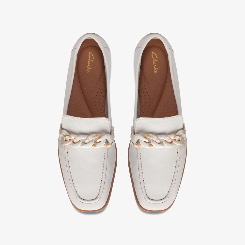 White Clarks Women's Sarafyna Iris Loafers | 781NFLRVB