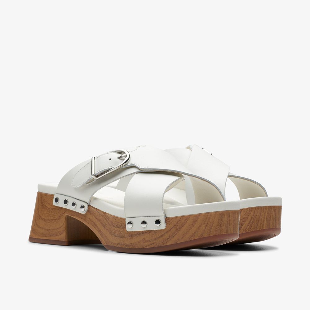 White Clarks Women's Sivanne Walk Heeled Sandals | 239XGQSTU