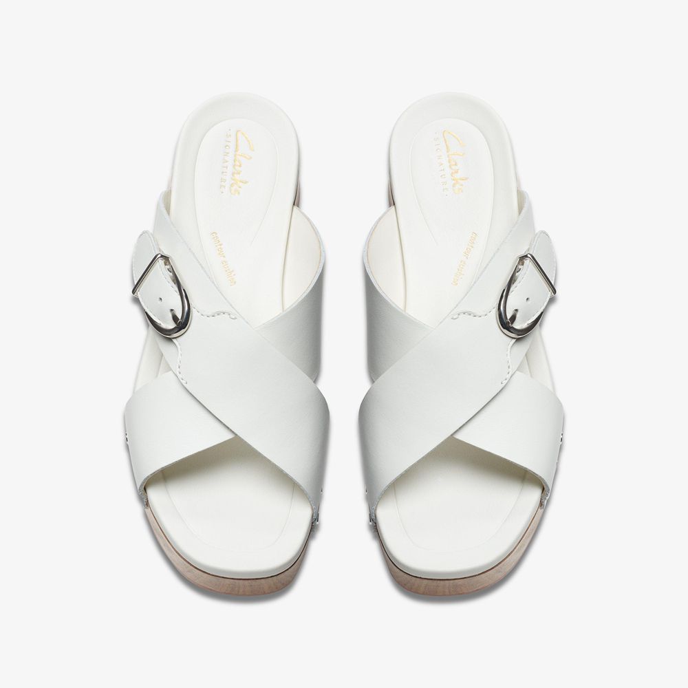 White Clarks Women's Sivanne Walk Heeled Sandals | 239XGQSTU