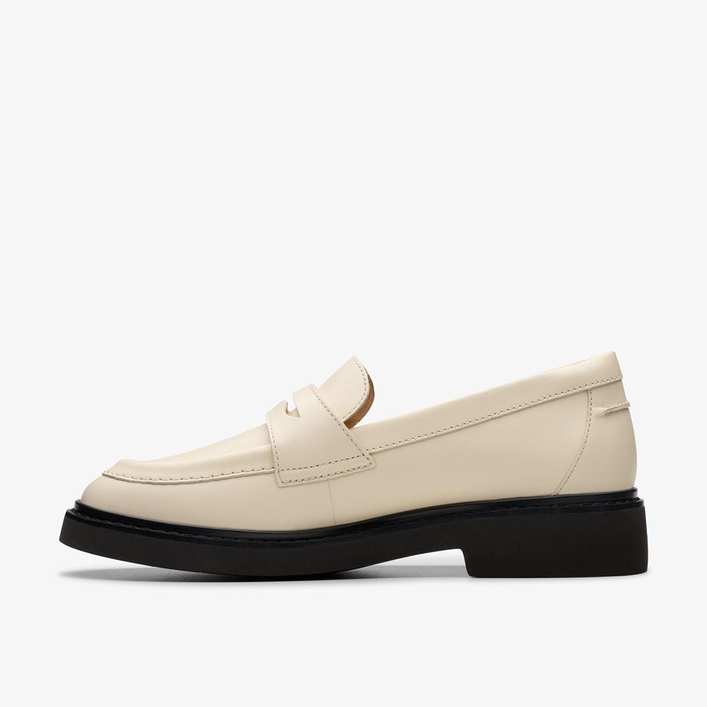 White Clarks Women's Splend Edge Loafers | 615LYKVBO