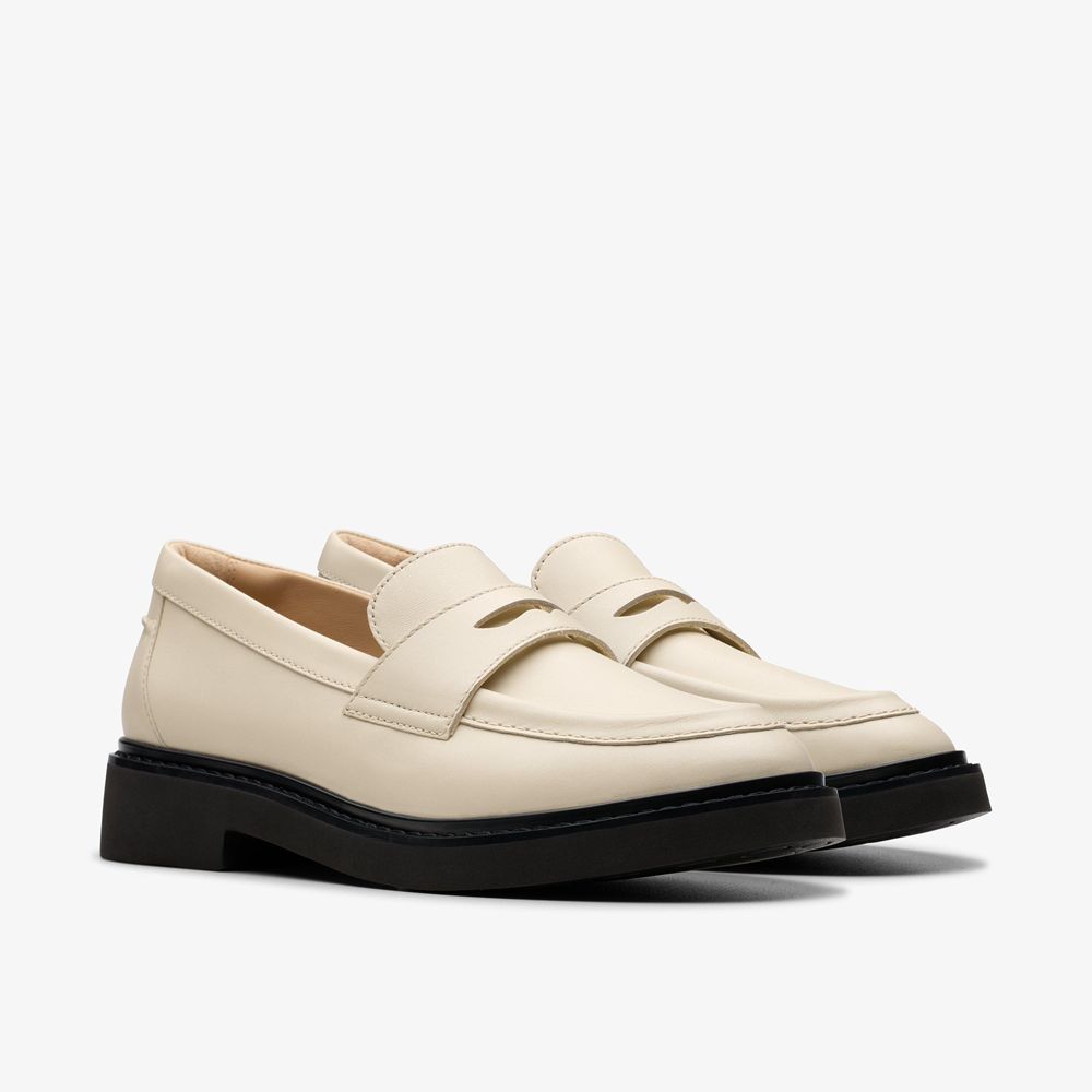 White Clarks Women's Splend Edge Loafers | 615LYKVBO