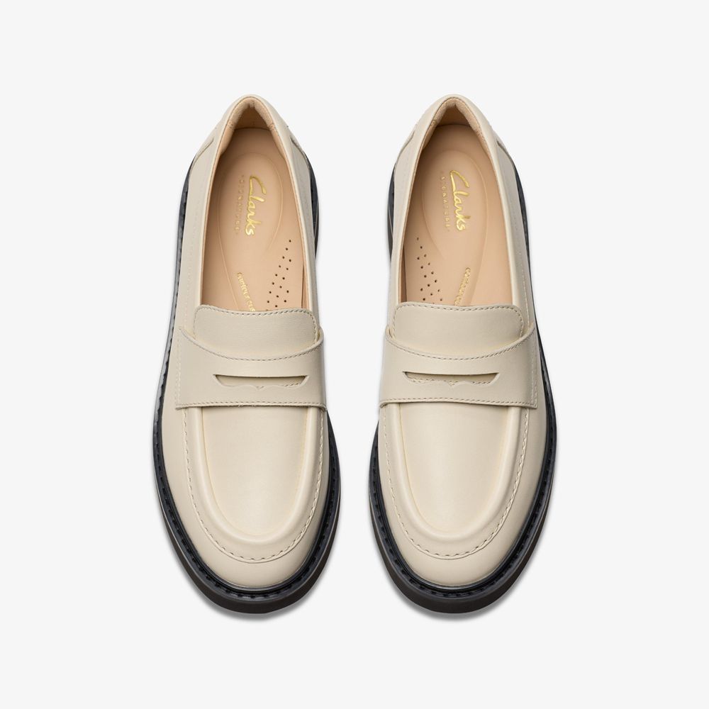 White Clarks Women's Splend Edge Loafers | 615LYKVBO