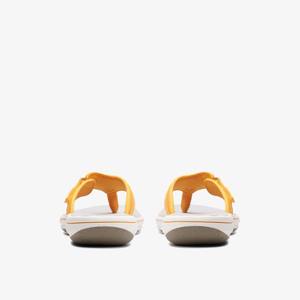 Yellow Clarks Women's Breeze Sea Flip Flops | 270IJRWGL